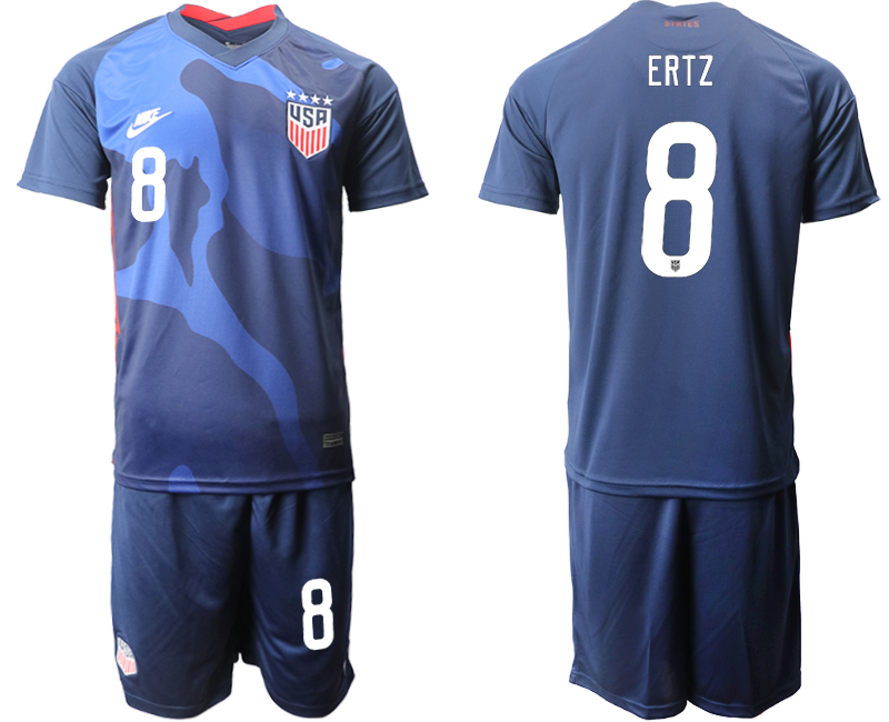 Men 2020-2021 Season National team United States away blue #8 Soccer Jersey->customized soccer jersey->Custom Jersey